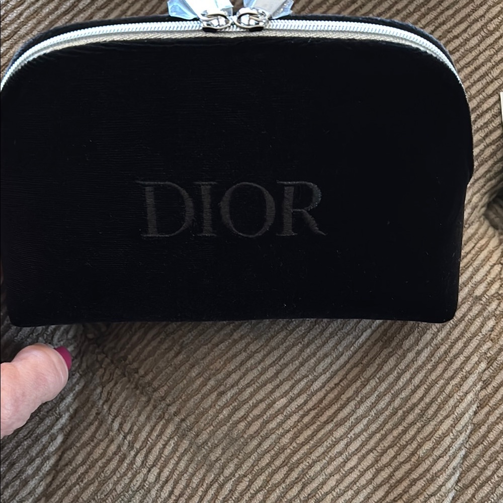 Dior Black Velvet Women's Cosmetic Case with samples/travel size items NEW